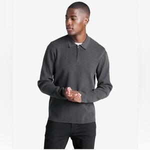 Kenneth Cole Mens Slim-Fit Long-Sleeve Comfort Polo Sweater S, Charcoal